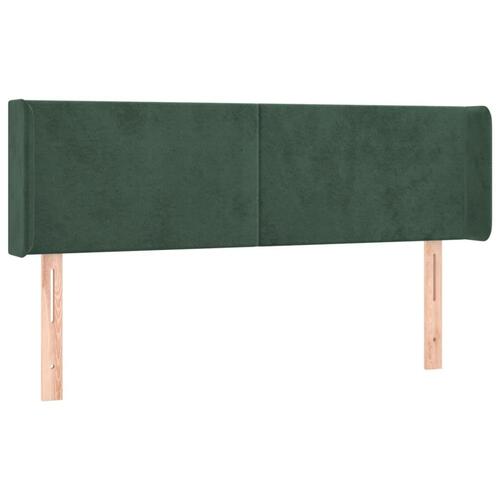 Sengegavl med LED-lys 147x16x78/88 cm fløjl mørkegrøn