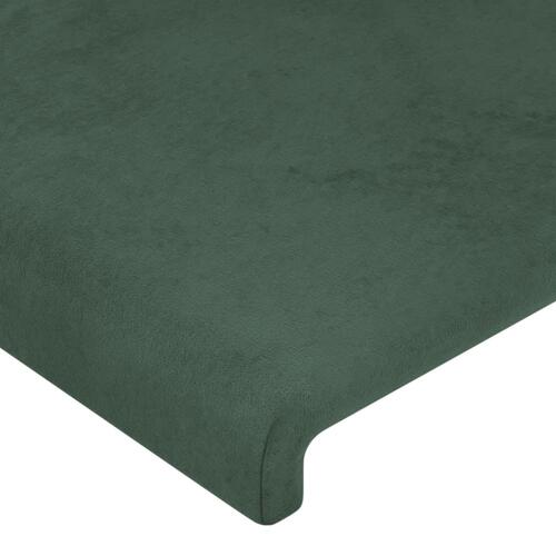 Sengegavl med LED-lys 147x16x78/88 cm fløjl mørkegrøn