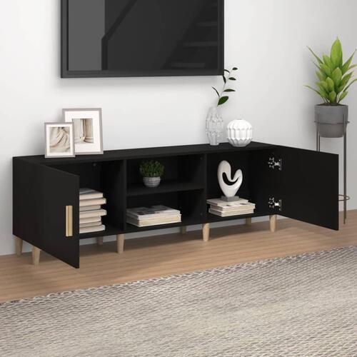 Tv-bord 150x30x50 cm konstrueret træ sort