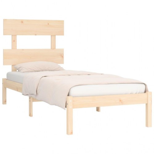 Sengeramme med sengegærde 75 x 190 cm i massivt fyrretræ