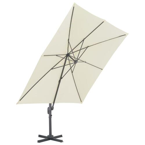 Hængeparasol 300x300 cm aluminiumsstang sandfarvet