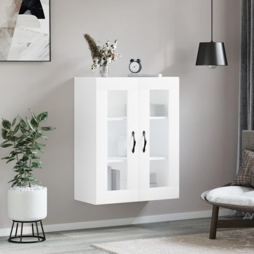 Vægskab med glaslåger 69,5 x 34 x 90 cm - hvid