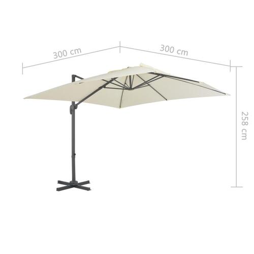 Hængeparasol 300x300 cm aluminiumsstang sandfarvet