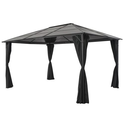 Pavillon med gardin aluminium 4 x 3 x 2,6 m sort