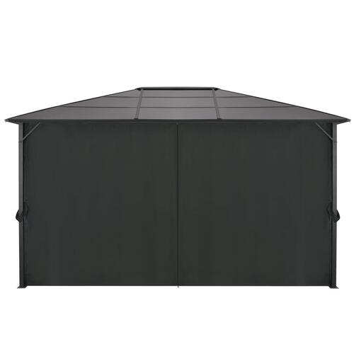 Pavillon med gardin aluminium 4 x 3 x 2,6 m sort