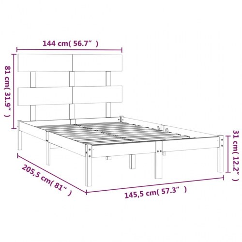 Sengeramme 140 x 200 cm i massivt fyrretræ