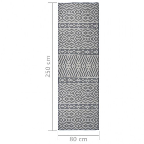 Fladvævet udendørstæppe 80 × 250 cm - stribet/blå løber