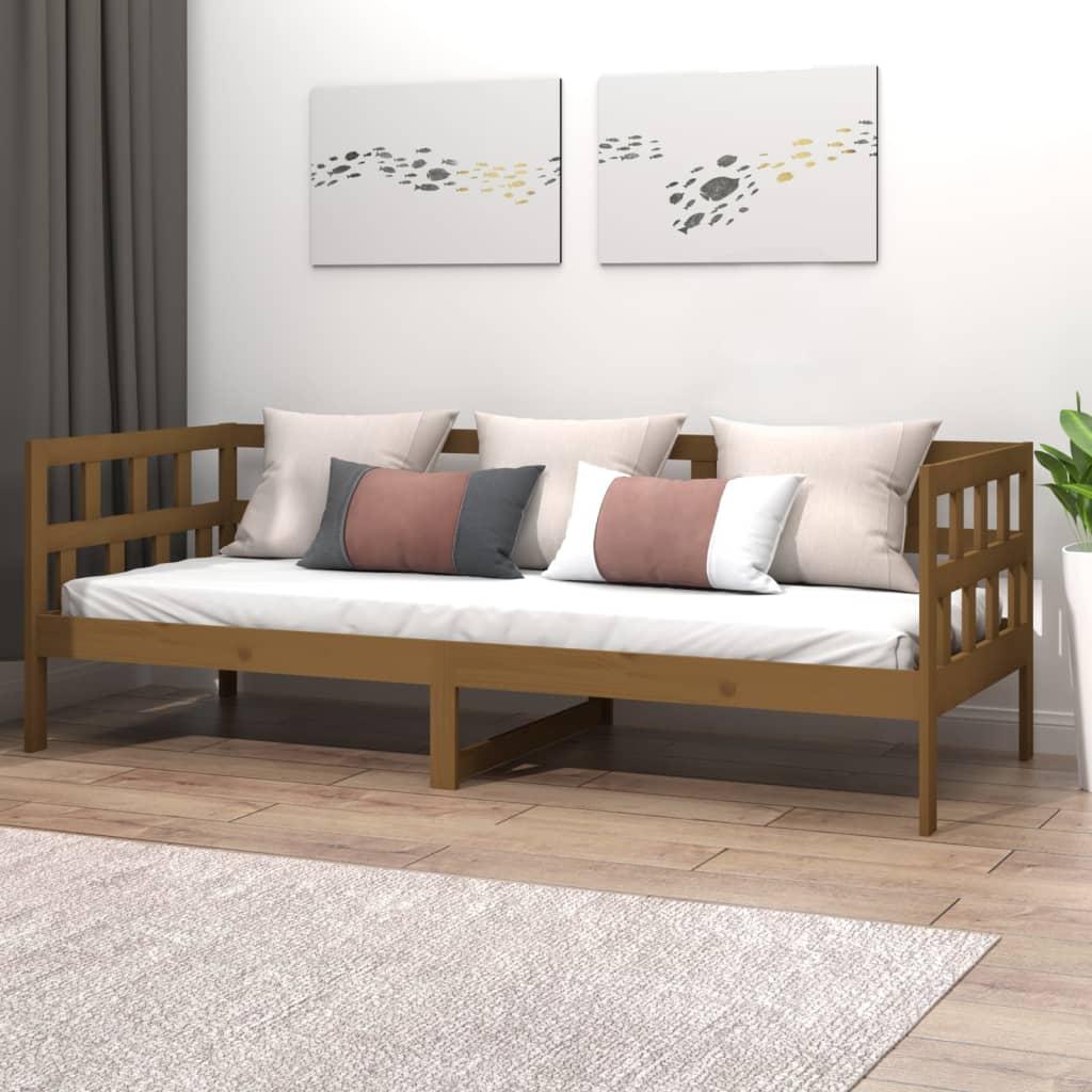 Daybed 80x200 cm massivt fyrretræ gyldenbrun billede