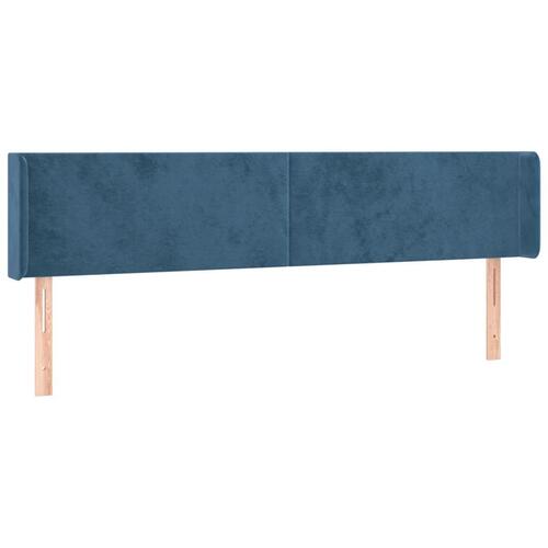 Sengegavl med LED-lys 163x16x78/88 cm fløjl mørkeblå