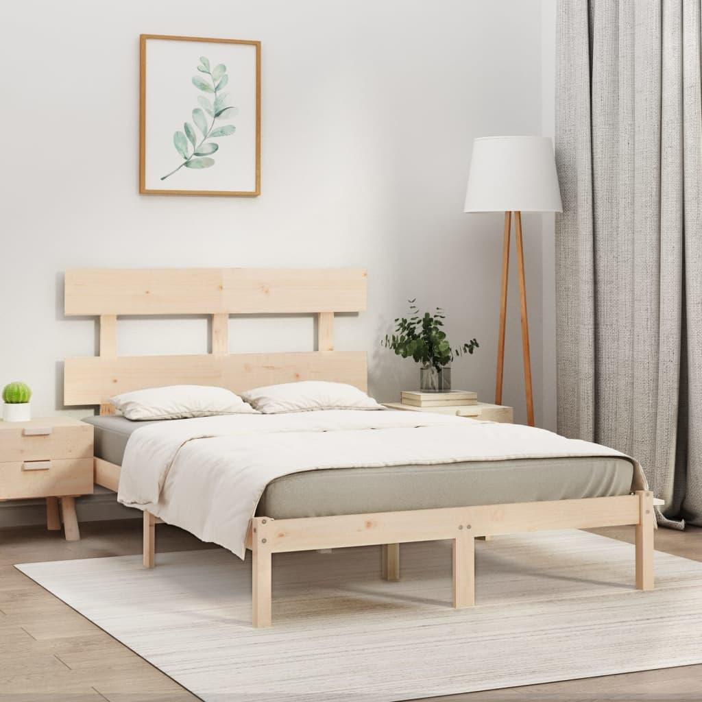 Sengeramme 200 x 200 cm i massivt fyrretræ - med sengegærde