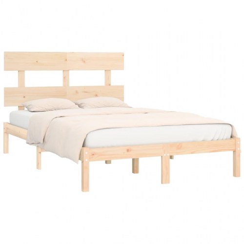 Sengeramme 200 x 200 cm i massivt fyrretræ - med sengegærde
