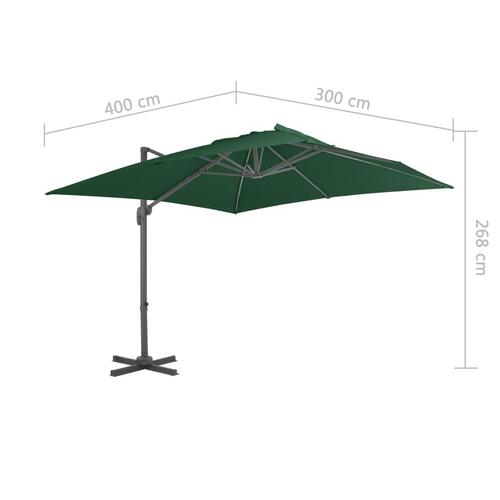 Hængeparasol 400x300 cm aluminiumsstang grøn
