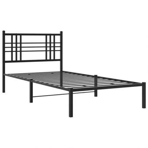 Sengeramme med sengegavl 100×200 cm - metal, sort