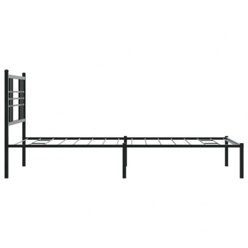 Sengeramme med sengegavl 100×200 cm - metal, sort