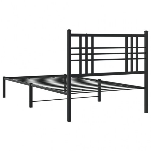 Sengeramme med sengegavl 100×200 cm - metal, sort
