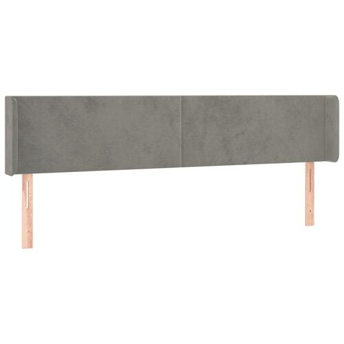Sengegavl med LED-lys 183x16x78/88 cm fløjl lysegrå