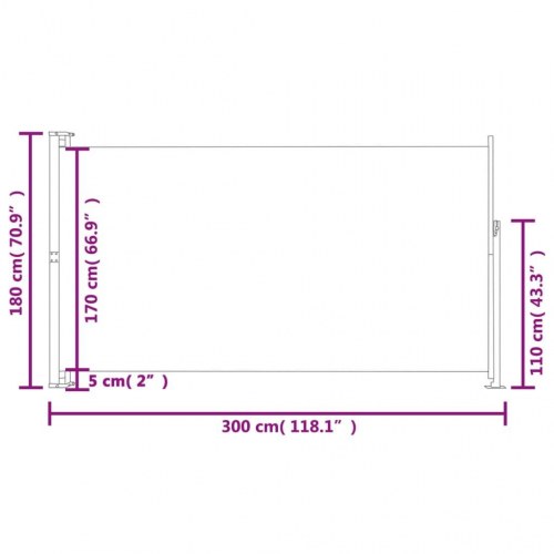 Sammenrullelig sidemarkise til terrasse 180×300 cm - grå