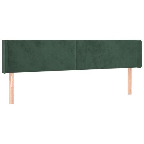 Sengegavl med LED-lys 183x16x78/88 cm fløjl mørkegrøn