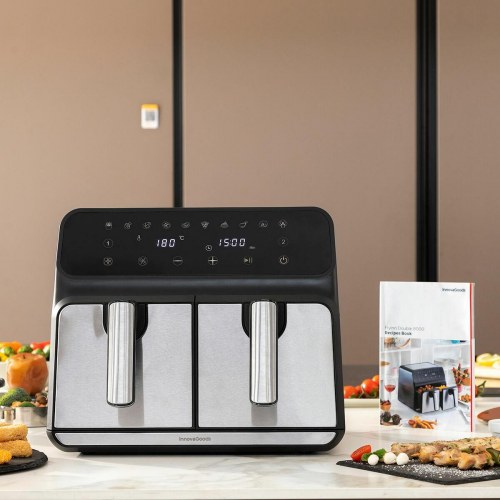 Airfryer - 3400 W, 8 l, sort/rustfrit stål, dobbelt kurv (OUTLET B)