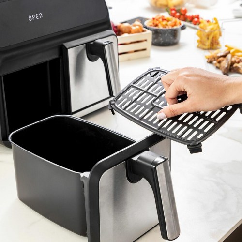 Airfryer - 3400 W, 8 l, sort/rustfrit stål, dobbelt kurv (OUTLET B)