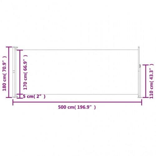 Sammenrullelig sidemarkise til terrassen 180x500 cm cremefarvet