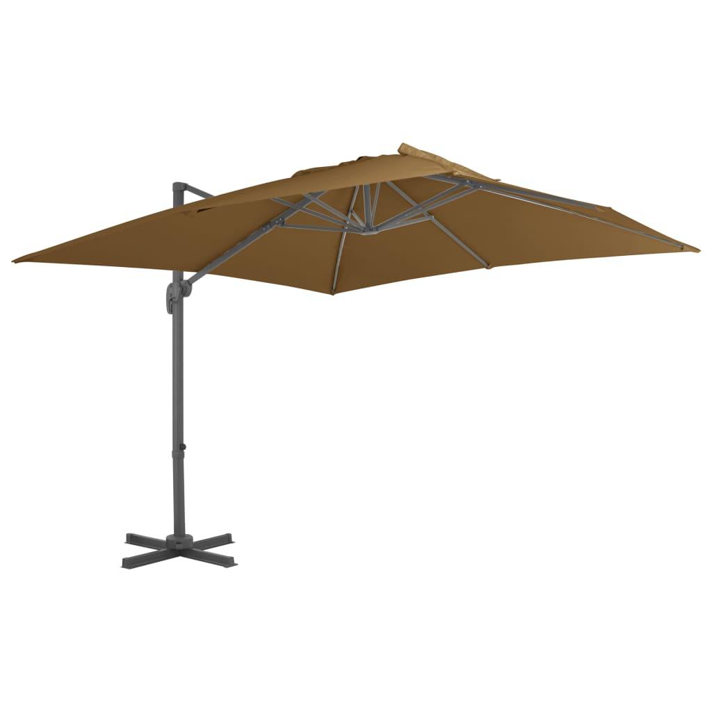 Hængeparasol 300x300 cm aluminiumsstang gråbrun
