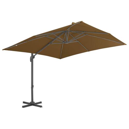 Hængeparasol 300x300 cm aluminiumsstang gråbrun