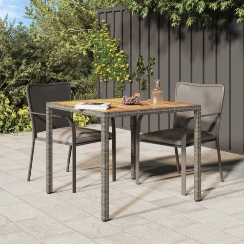 Havebord 90x90x75 cm polyrattan og akacietræ grå