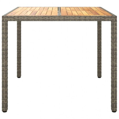 Havebord 90x90x75 cm polyrattan og akacietræ grå