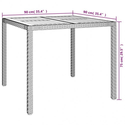 Havebord 90x90x75 cm polyrattan og akacietræ grå