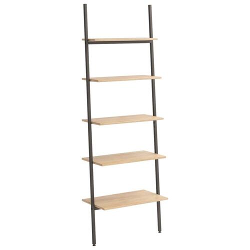 Stigereol med 5 hylder 64x34x185,5 cm lysebrun og sort