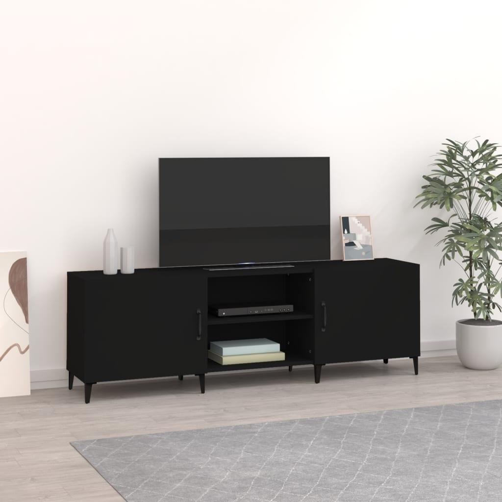 Tv-bord 150x30x50 cm konstrueret træ sort