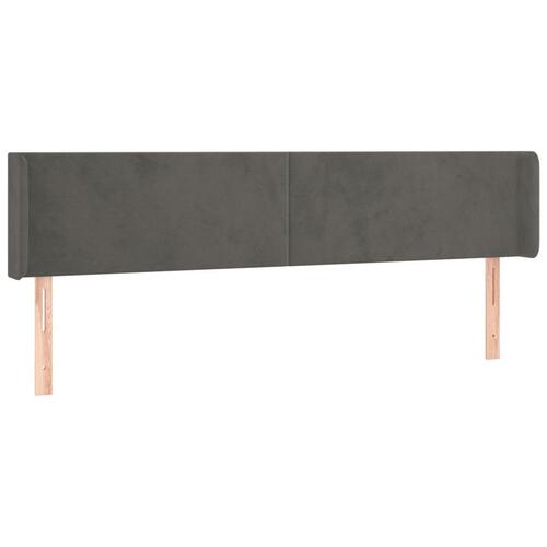 Sengegavl med LED-lys 203x16x78/88 cm fløjl mørkegrå