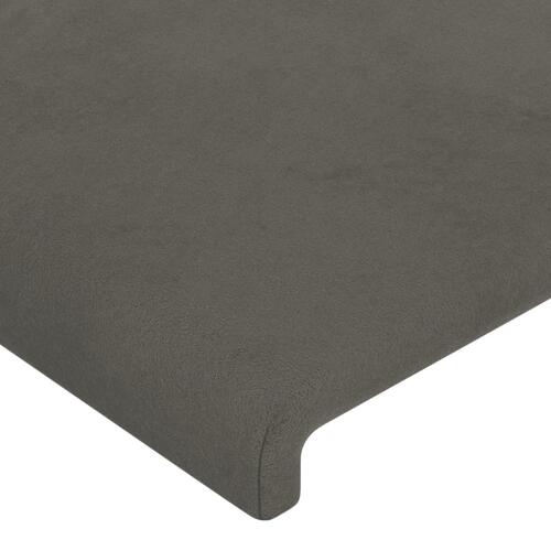 Sengegavl med LED-lys 203x16x78/88 cm fløjl mørkegrå