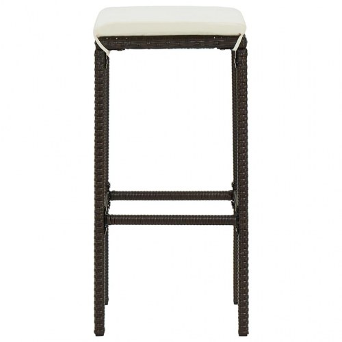 Barstole med hynder - 2 stk. i brun polyrattan