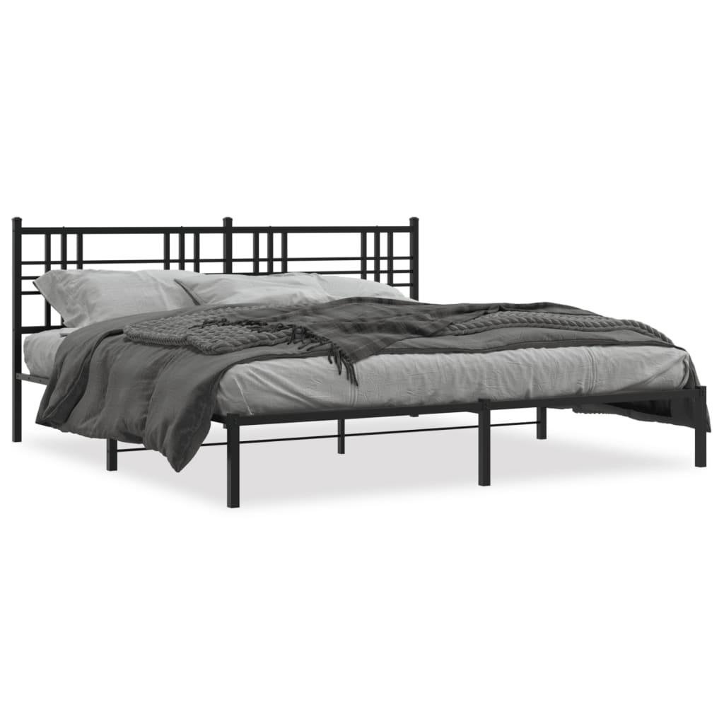 Sengeramme med sengegavl 200x200 cm metal sort