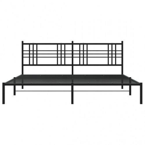 Sengeramme med sengegavl 200x200 cm metal sort