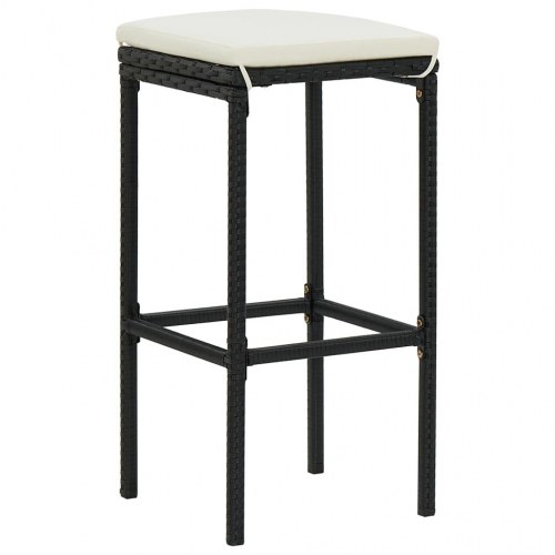 Barstole med hynder - 2 stk. i sort polyrattan