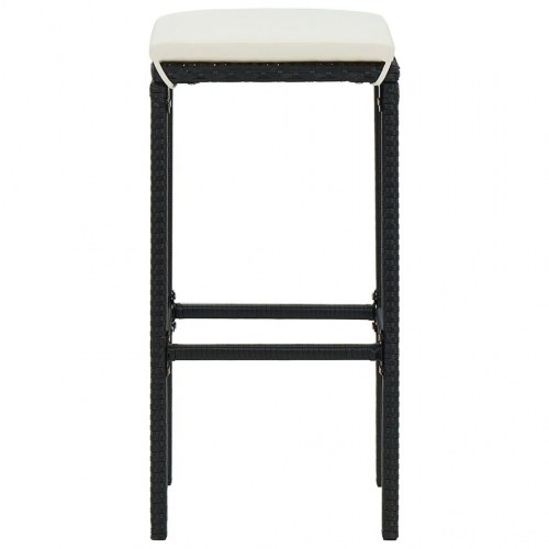 Barstole med hynder - 2 stk. i sort polyrattan