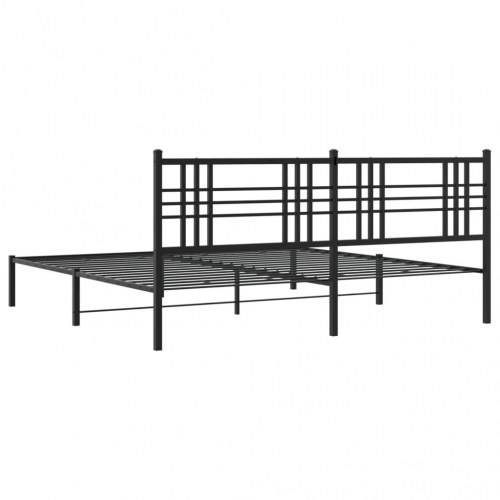 Sengeramme med sengegavl 200x200 cm metal sort