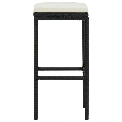 Barstole med hynder - 2 stk. i sort polyrattan