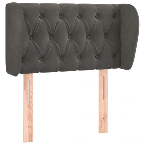 Sengegavl med kanter i fløjl 83 x 23 x 78/88 cm - mørkegrå