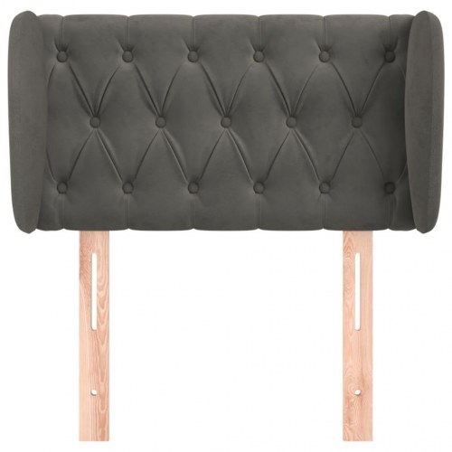 Sengegavl med kanter i fløjl 83 x 23 x 78/88 cm - mørkegrå
