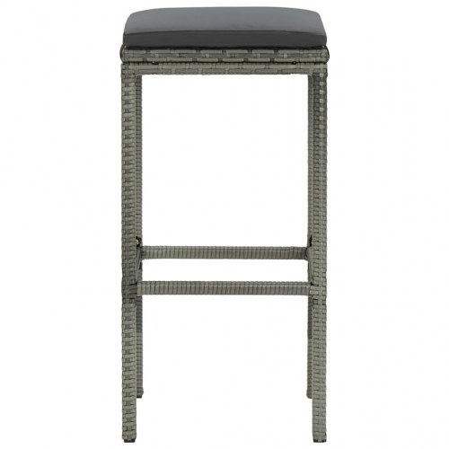 Barstole med hynder - 2 stk. i grå polyrattan