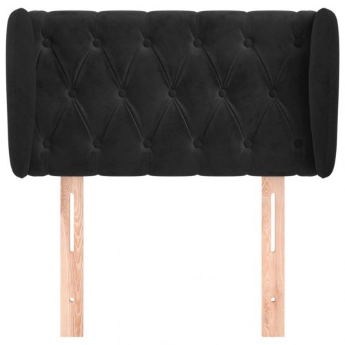 Sengegavl med kanter i fløjl 83 x 23 x 78/88 cm - sort