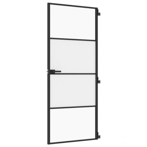 Dør i hærdet glas med aluminiumsramme - 83 × 201,5 cm, sort