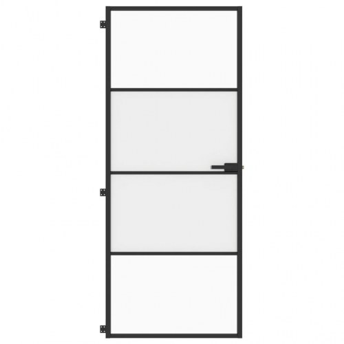 Dør i hærdet glas med aluminiumsramme - 83 × 201,5 cm, sort
