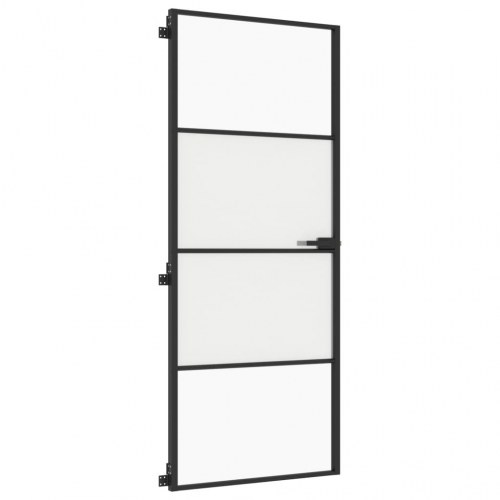 Dør i hærdet glas med aluminiumsramme - 83 × 201,5 cm, sort