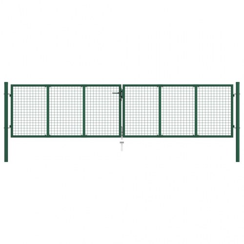 Havelåge i stål med net 400×100 cm - mørkegrøn