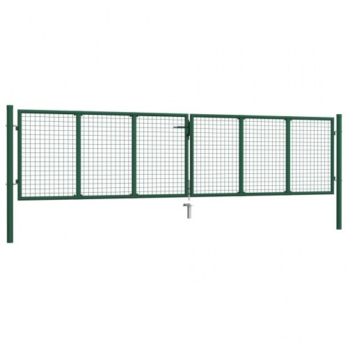 Havelåge i stål med net 400×100 cm - mørkegrøn